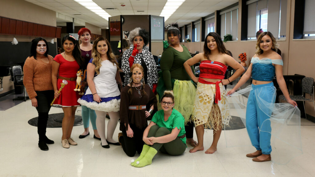 Cosmetology students dressed up as princess for Princess Day