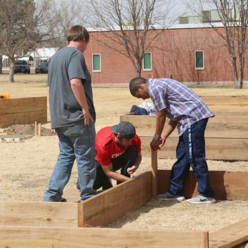 Construction Trades and Renewable Energy helping build the new Learning Garden